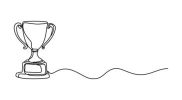 The Winner's Cup is shaped like a continuous line icon. The award trophy symbolizing the celebration of champions. vector