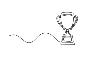 The Winner's Cup is designed with a continuous line symbol. The award cup symbolizing the champions. vector