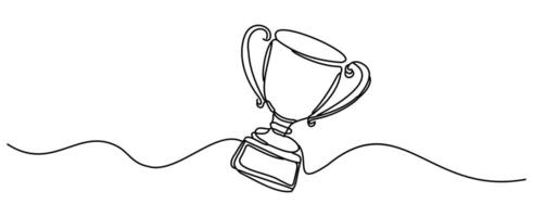 The Winner's Cup, which is a continuation of the celebration of the champions, is drawn with a continuous hat-shaped icon. Single-line drawing. vector