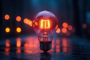 Light bulb symbolizing innovative breakthroughs in business strategy and creative ideas photo