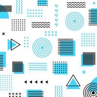 Modern Geometric Line Collection. Trendy Shapes and Symmetrical Patterns in Bright Blue vector