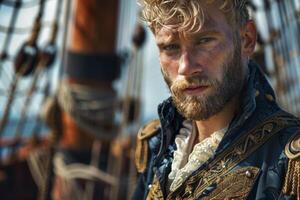 A man with a beard and a beard on a ship photo