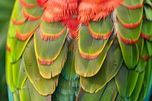 A close up of a colorful parrot with bright feathers photo