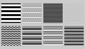 Collection of striped seamless patterns with simple repeating textures. Abstract backgrounds for cards, covers, textile or branding. vector
