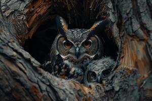 Owls in the hollow photo
