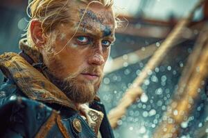 A man with a beard and a beard on a ship photo