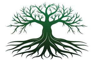 A lush tree's roots and branches. vector