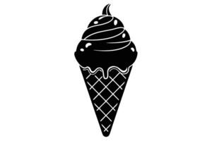 Simple black and white ice cream cone graphic vector