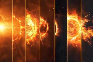 A series of images of the sun in different stages of its life cycle photo
