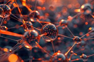 3d rendering of a network of molecules photo