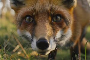 A close up of a fox looking at the camera photo