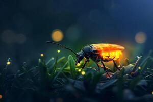 A bug with glowing lights on it's back photo