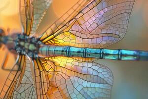 A dragonfly with a colorful pattern on its wings photo
