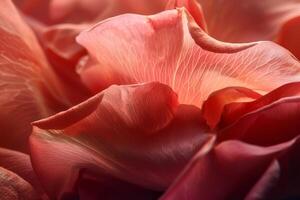 A close up of a red flower with a pink background photo