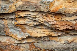 A close up of a rock wall with many different colors photo