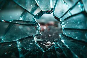 Broken glass with a hole in it photo