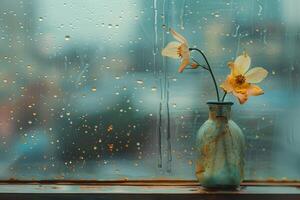 A vase with a flower in it photo