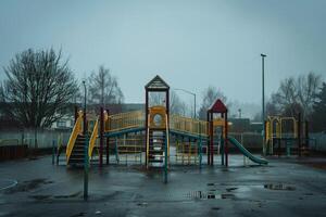 A playground with a slide and a slide cover photo