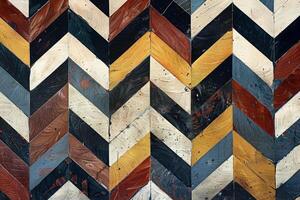 A colorful chevron pattern on a wall photo