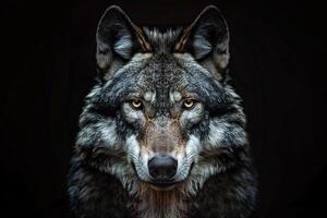 A wolf is staring into the camera photo