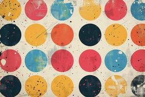 A colorful polka dot pattern on a white background photo