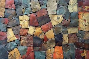 A colorful mosaic of different colored tiles photo