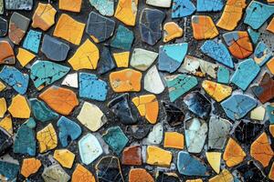 Colorful mosaic tiles on a wall photo