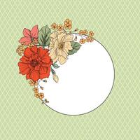 Floral background with Flower bouquet invintage drawing style. Flourish card with copy space. vector
