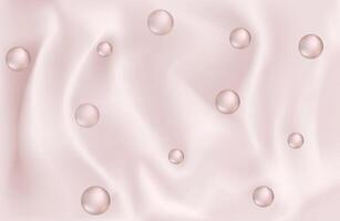 Realistic texture of pink silk background with seamless pattern of pleats and pearl beads vector