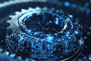A futuristic image of a gear wheel with a network connection photo