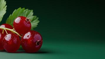 Red currants on green background photo