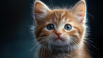 A close up of a kitten with blue eyes photo