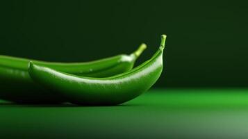 Green chili peppers on a green background photo