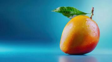 A mango on a blue background photo