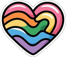 a sticker with a rainbow heart in the middle vector