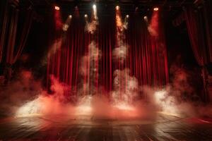 A stage with smoke coming out of it photo