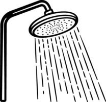 illustration of a shower head with flowing water or shower without background vector