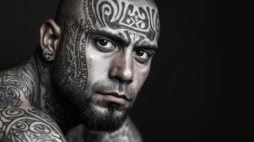 A man with tattoos on his face photo