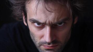 A man with a serious expression on his face photo