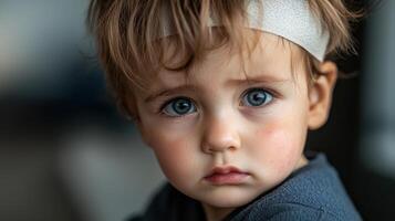 A young child with blue eyes looking at the camera photo