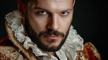 A man with a beard and a gold costume photo