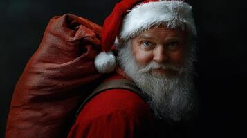 A man with a santa suit and a bag photo