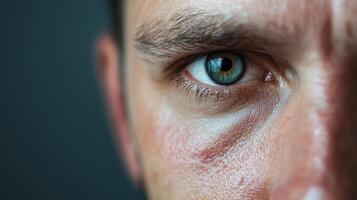 A close up of a man's eye photo