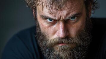 A man with a beard and a black shirt photo