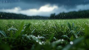 Rain on grass wallpaper photo