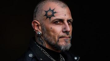 A man with tattoos on his face photo