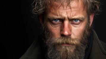 A man with a beard and blue eyes photo