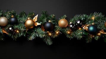 Christmas decorations on a black background photo