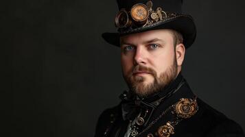 A man in a top hat and a beard photo
