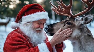 Santa claus and reindeer photo